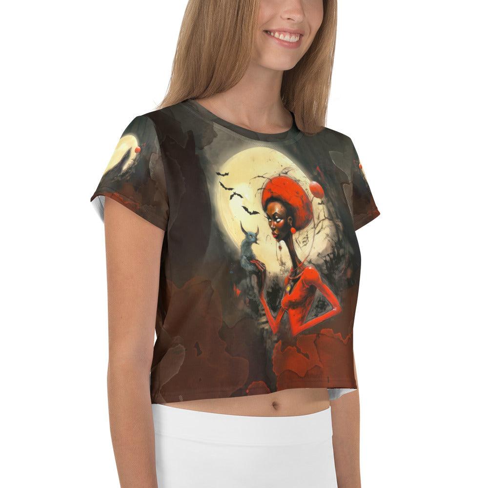 Skeleton Dance Party Women's All-Over Print Crop T-Shirt - Beyond T-shirts