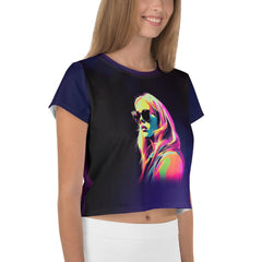 Abstract Artistry Women's All-Over Print Crop T-Shirt - Beyond T-shirts