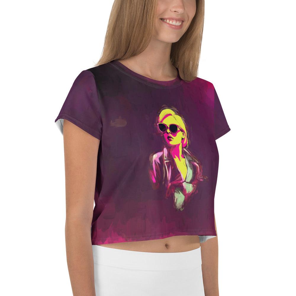 Colorful Canvas Women's All-Over Print Crop T-Shirt - Beyond T-shirts