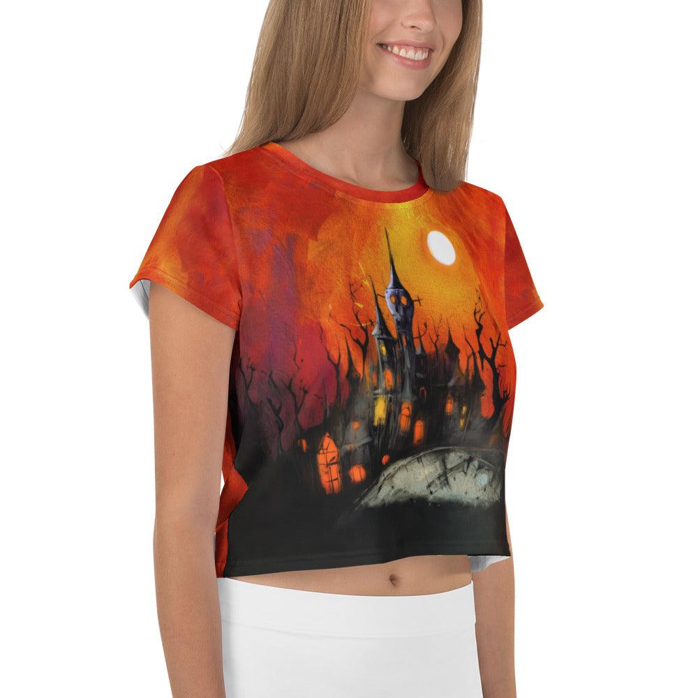 Candy Corn Chaos Halloween Crop T-Shirt - Beyond T-shirts