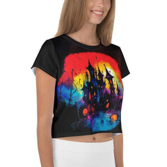 Mummy Mayhem All-Over Print Halloween Crop T-Shirt - Beyond T-shirts