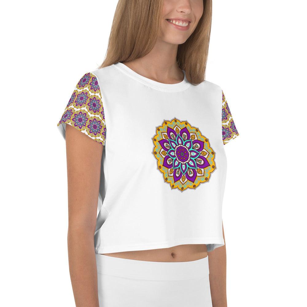 Lotus Blossom Mandala Crop T-Shirt - Beyond T-shirts