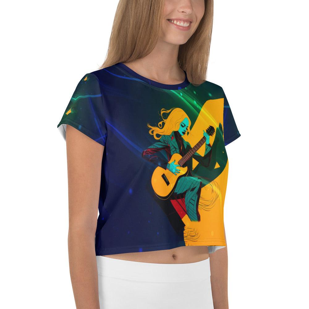 Groovy Melodies All-Over Print Crop T-Shirt - Beyond T-shirts