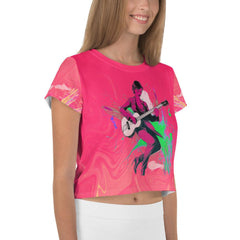 Electric Guitar All-Over Print Crop T-Shirt - Beyond T-shirts