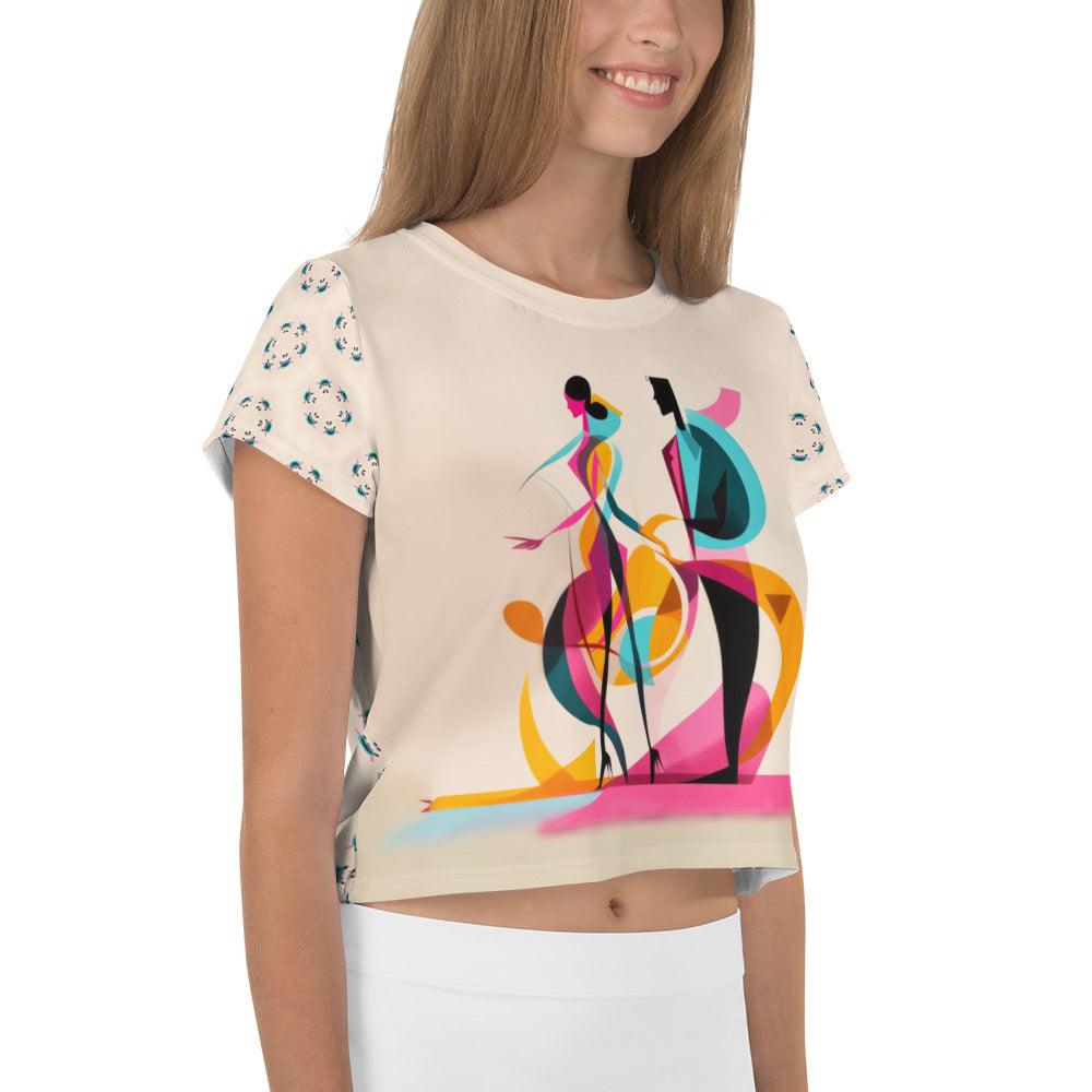 Artistic Elegance All-Over Print Crop T-Shirt - Beyond T-shirts