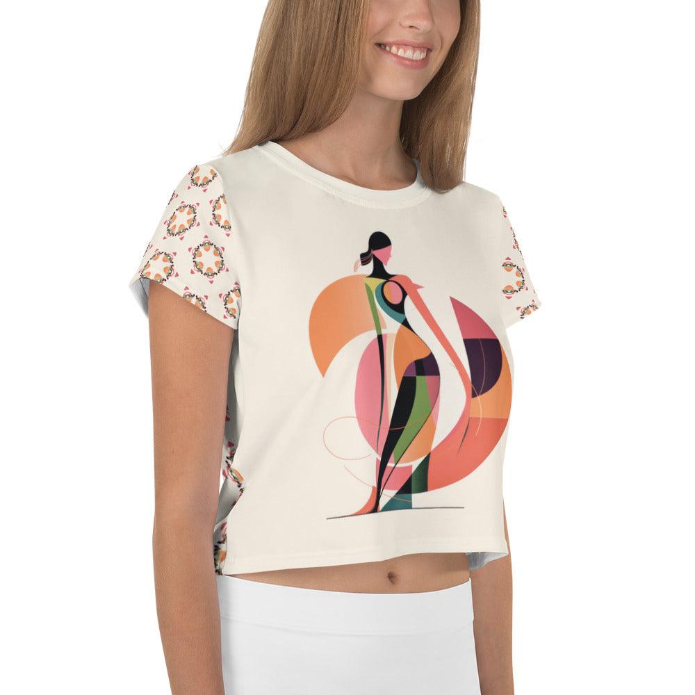 Artful Asymmetry All-Over Print Crop T-Shirt - Beyond T-shirts