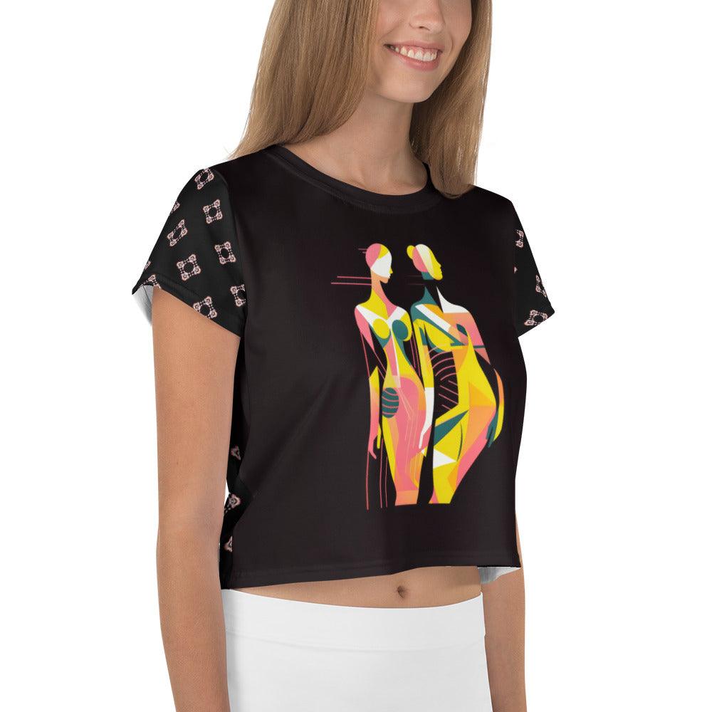 Artistic Fusion All-Over Print Crop T-Shirt - Beyond T-shirts