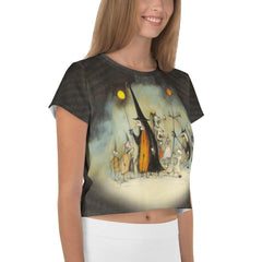 Moonlit Cemetery Elegance Crop Top - Beyond T-shirts