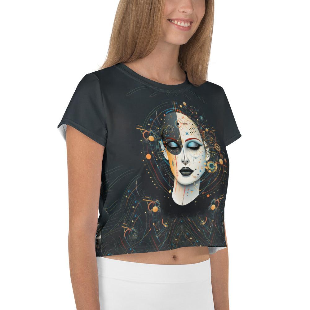 Vibrant Womanhood: Abstract Women Painting Crop Tee - Beyond T-shirts