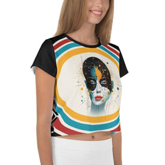 Abstract Goddesses in Harmony: Women's art Crop Tee - Beyond T-shirts