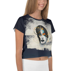 Abstract Women: A Tapestry of Strength Crop Tee - Beyond T-shirts