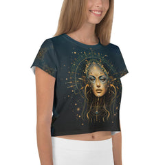 Empowerment in Abstraction: Women's Strength Crop Tee - Beyond T-shirts