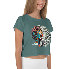 Melodic Waves All-Over Print Crop T-Shirts