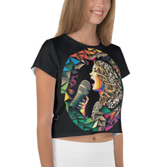 Rhythmic Reverberations All-Over Print Crop T-Shirts