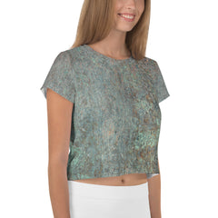 Futuristic Silver All-Over Print Crop Top