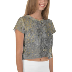 Galactic Silver All-Over Print Crop Top