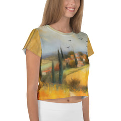 Coastal Sunset All-Over Print Crop T-Shirt