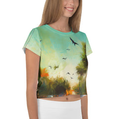 Waterfall Wonders Landscape Crop T-Shirt