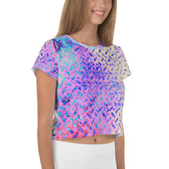 Seersucker Chic Texture Crop T-Shirt