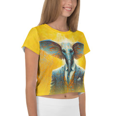 Elephant Elegance All-Over Print Crop T-Shirt