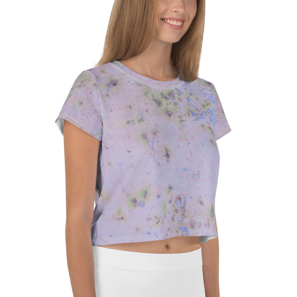 Elegant Satin Splurge Crop T-Shirt for women in a stylish design.