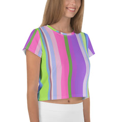 Laid-back style Pastel Dream Stripe Crop T-Shirt, perfect for sunny days.