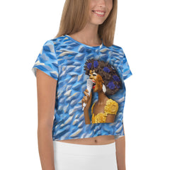 Electric Symphony Crop T-Shirt laid flat, showcasing design.