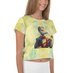 Trendy Elegant Fox graphic crop tee for women.