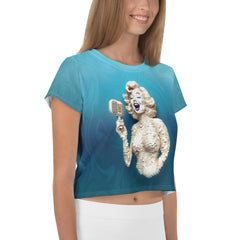 Rear view of Whimsical Wonderland Crop T-Shirt on hanger