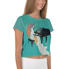 Blossom Breeze Crop T-Shirt in pastel blue color