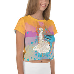 Vibrant Violets Crop T-Shirt styled with jeans.