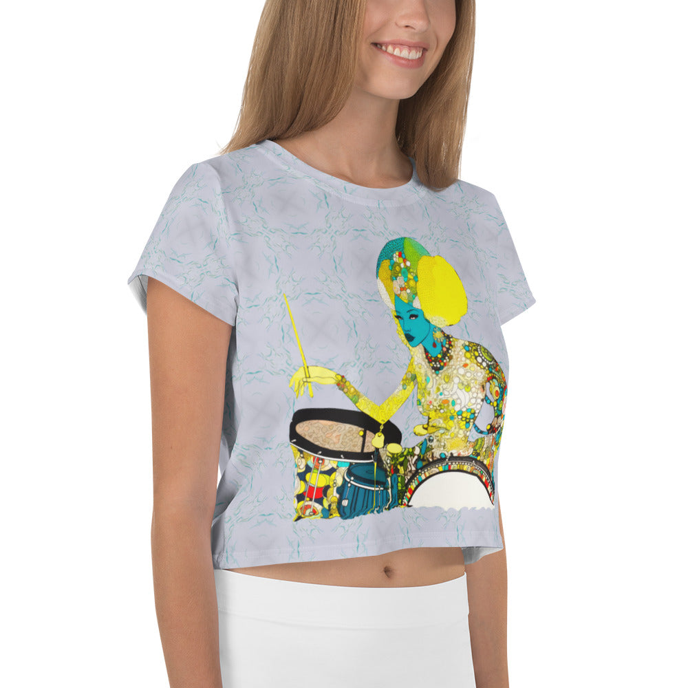 Mystic Meadow Women's Crop T-Shirt on a clothing mannequin.