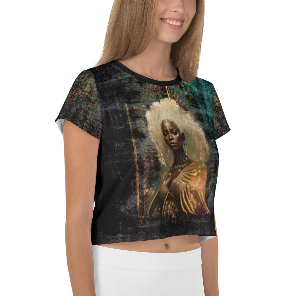 Stylish Abstract Expression Crop Tee displayed on mannequin.