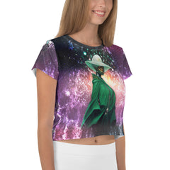 Boho Bliss All-Over Print Women's Crop T-Shirt side view.