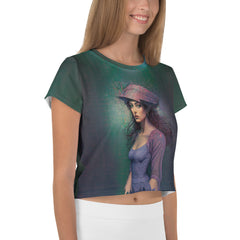 Serene Sunset All-Over Print Women's Crop T-Shirt pattern close-up.