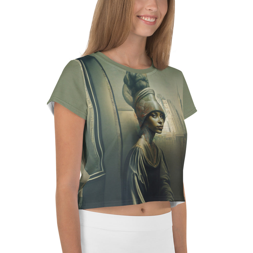 Urban Jungle All-Over Print Women's Crop T-Shirt front view.