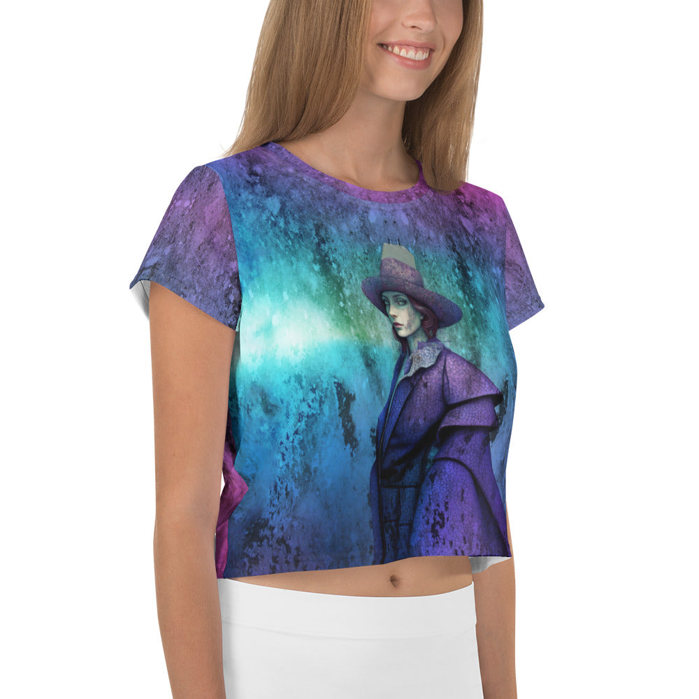 Cosmic Radiance Women's Crop T-Shirt side view.