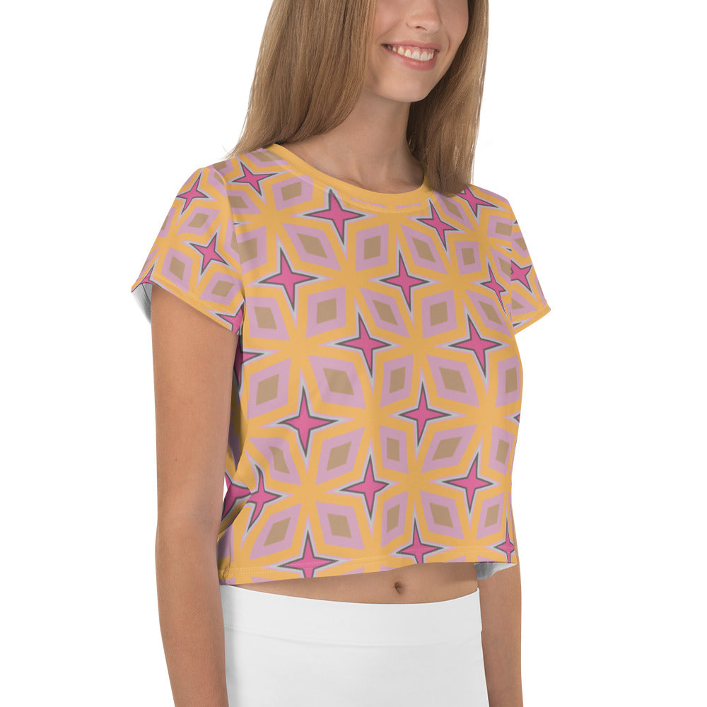 Bright tropical patterned Crop Tee for women