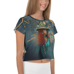 Woman wearing Artistic Vision crewneck tee outdoors