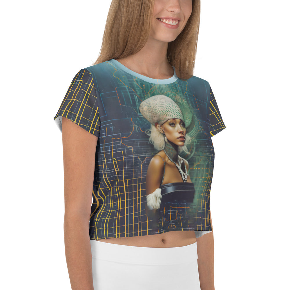 Stylish Eclectic Boho Crop Tee for a trendy summer look.