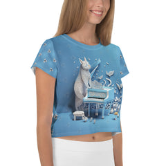 Twilight Tiger Prowl Women's Crop Tee paired with jeans in a casual setting.