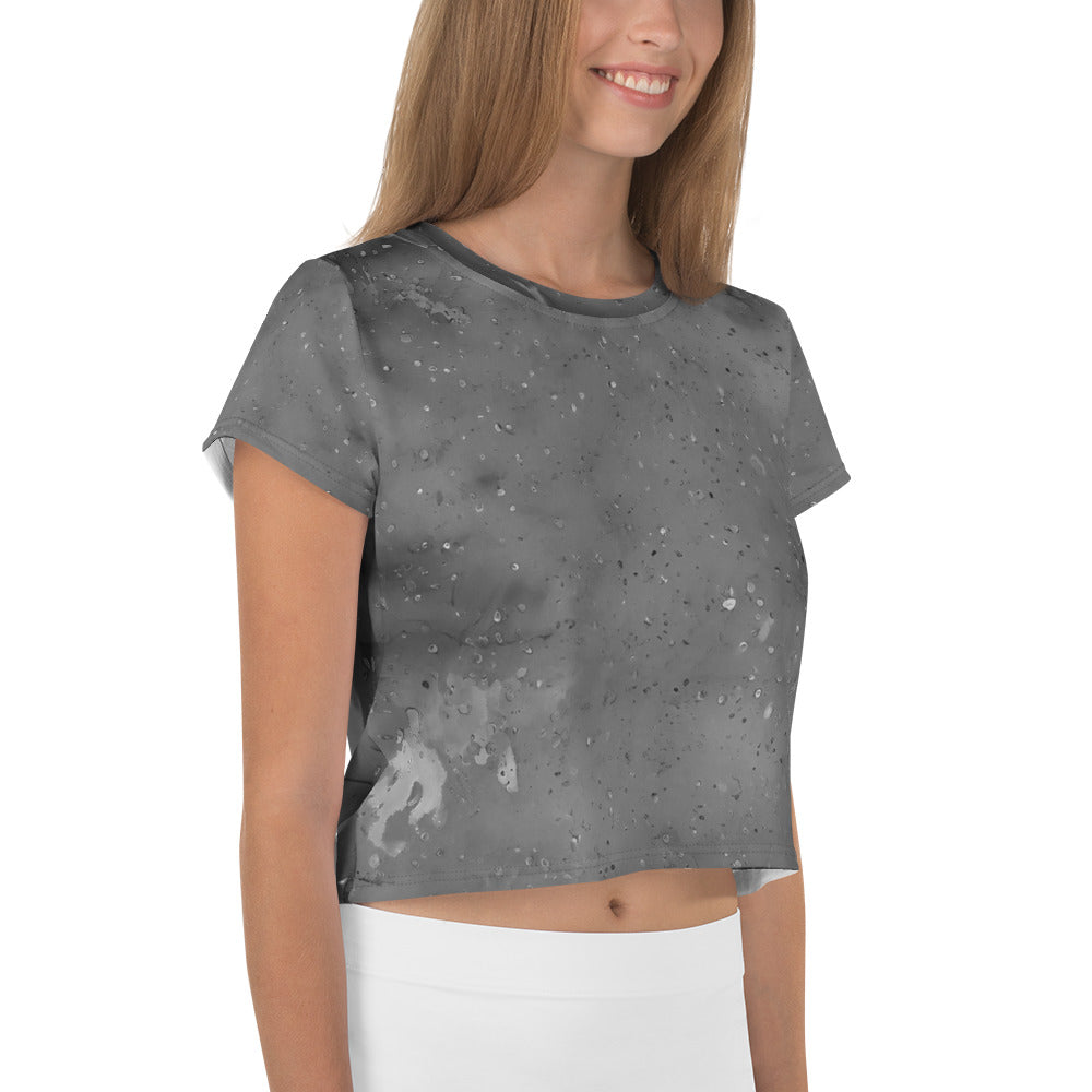 Women's crop T-shirt with soft watercolor wash design.