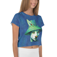 Playful and colorful canine design on Artistic Dogs Crop Tee.