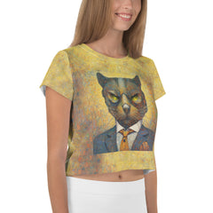 Whimsical Cat Faces Crop Tee