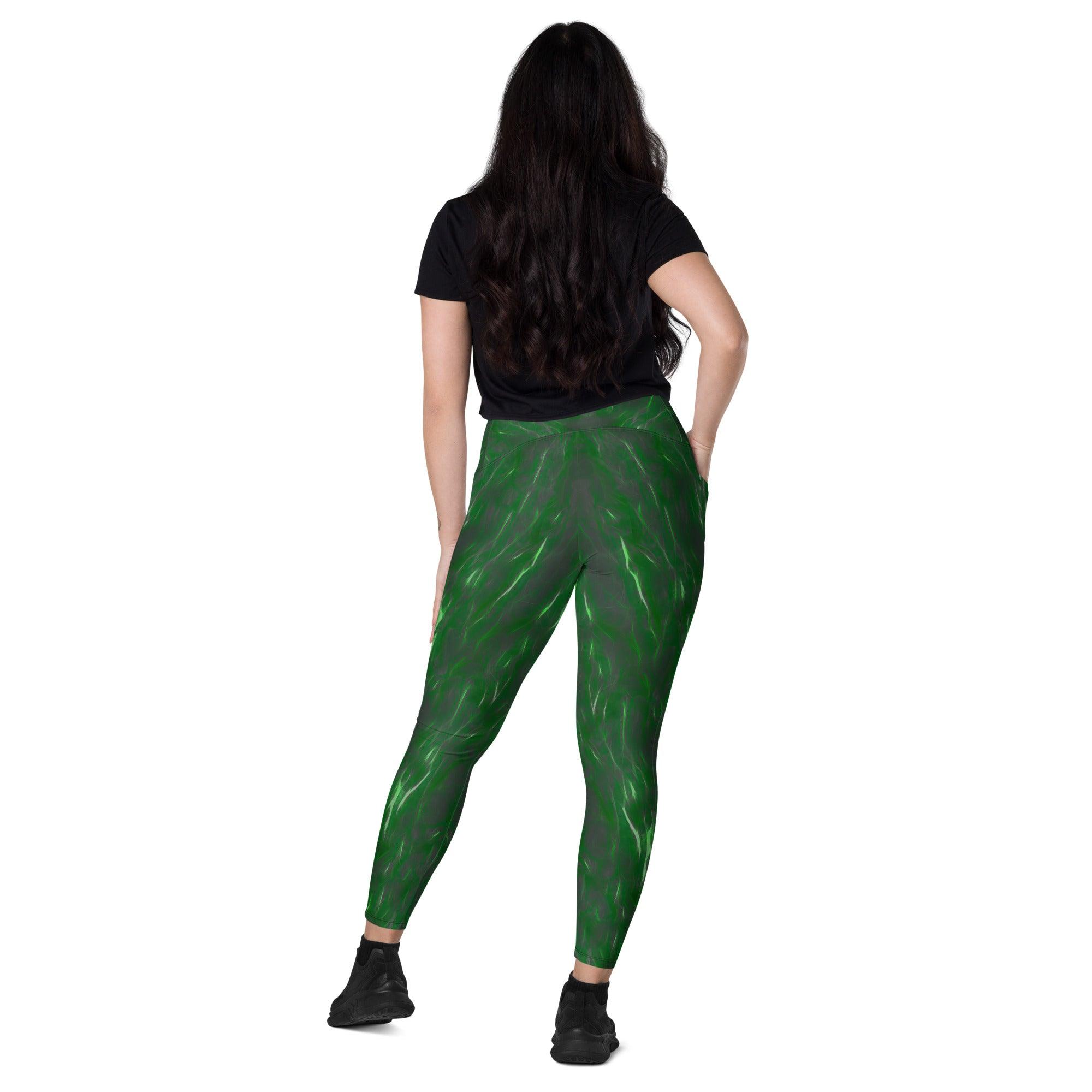 Nature's Elegance Crossover Leggings With Pockets - Beyond T-shirts