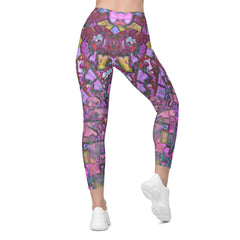 Blossom Bloom All-Over Print Crossover Leggings With Pockets - Beyond T-shirts
