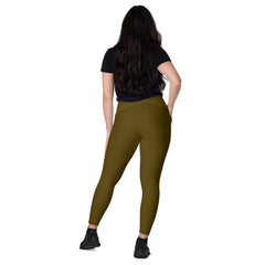 Rugged Denim Look Crossover Leggings with Pockets