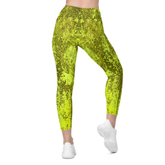 Stone Mosaic Crossover Leggings with Pockets