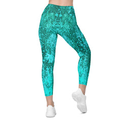 Rustic Floral Crossover Leggings with Pockets