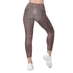 Silver Mesh Crossover Leggings with Pockets